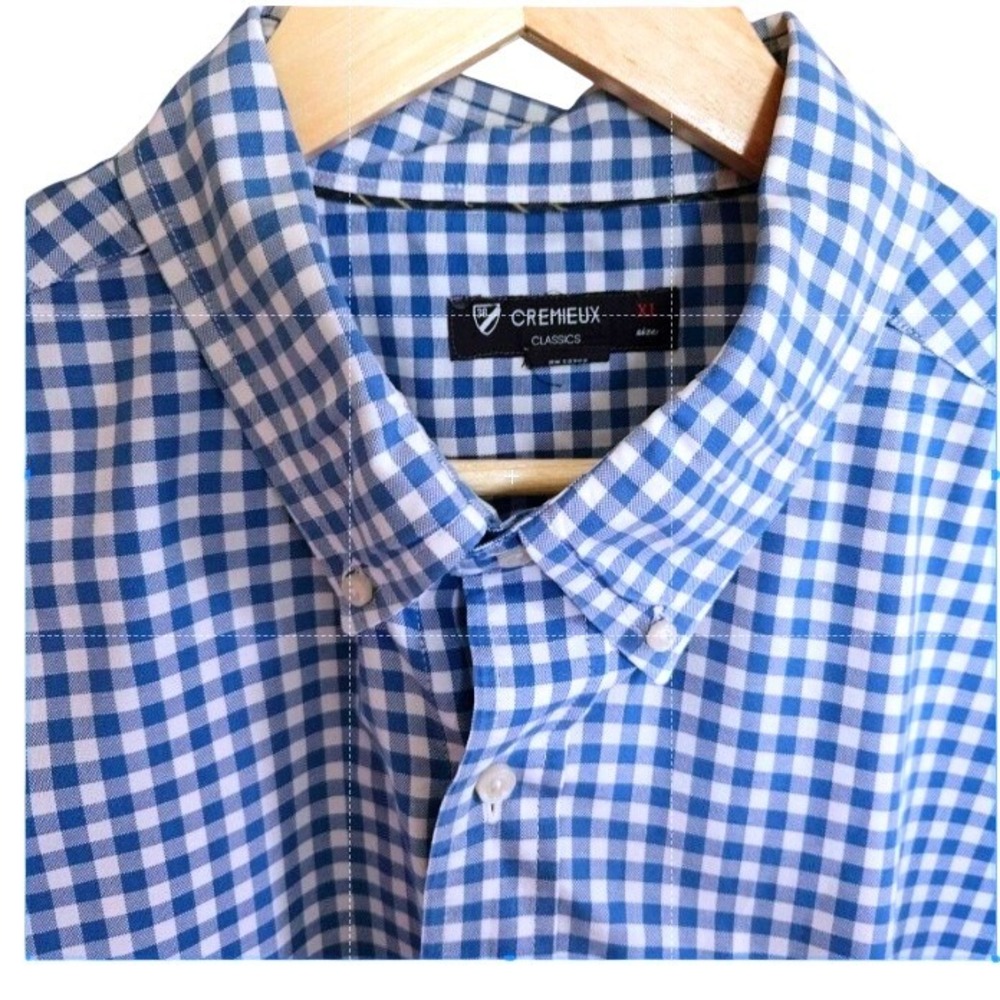 Cremieux Classics Men's Preppy Blue White Gingham Check Shirt XL Button-Down
